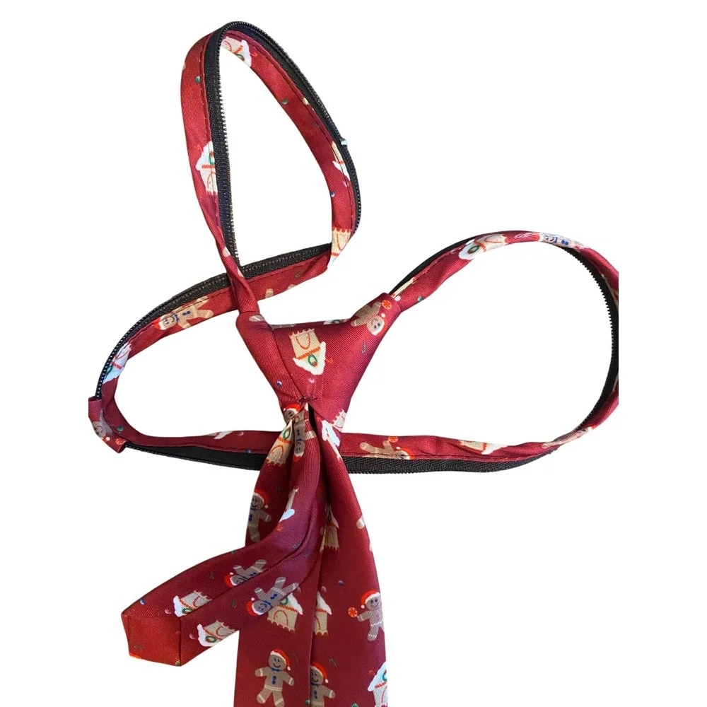 Spring Notion Boys Red Gingerbread Man Christmas Zipper Tie‎ Holiday Size L